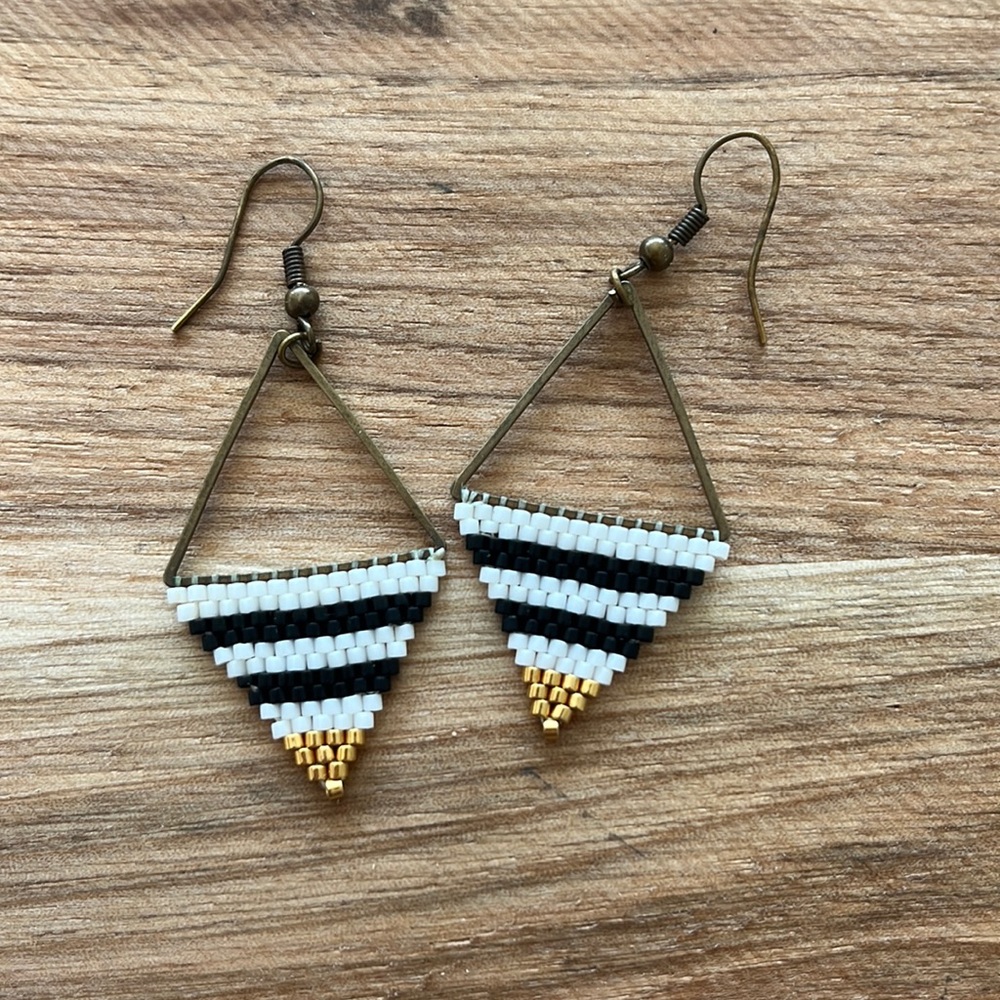 Black and white beaded earrings